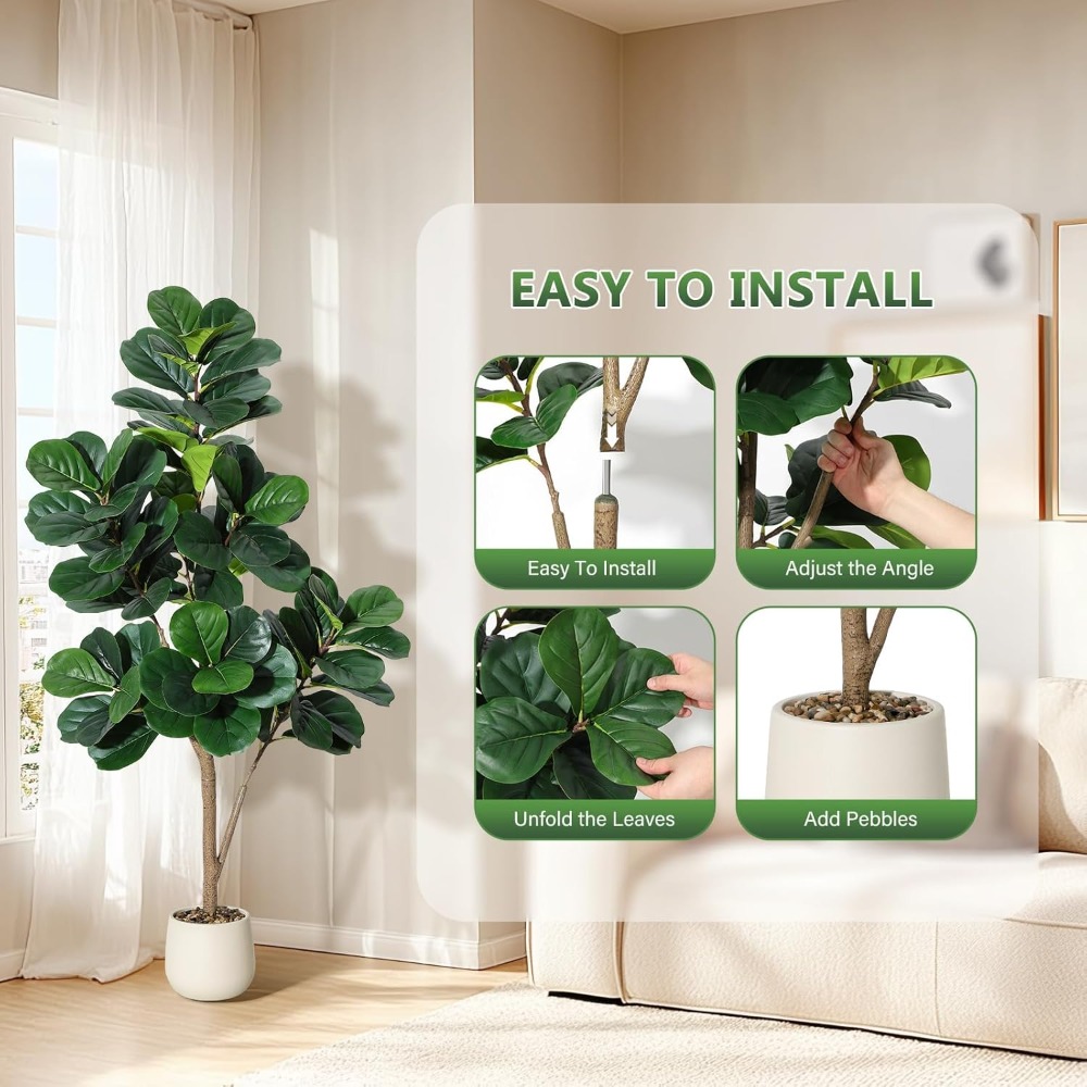 Lifelike Artificial Fiddle Lea - Ficus Lyrata Tree ulasan dan harga
