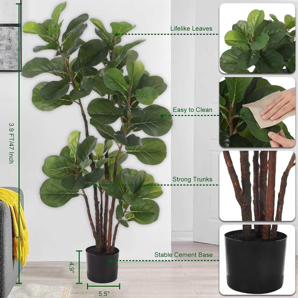 4ft Artificial Fiddle Leaf Fig - Ficus Lyrata Tree ulasan dan harga