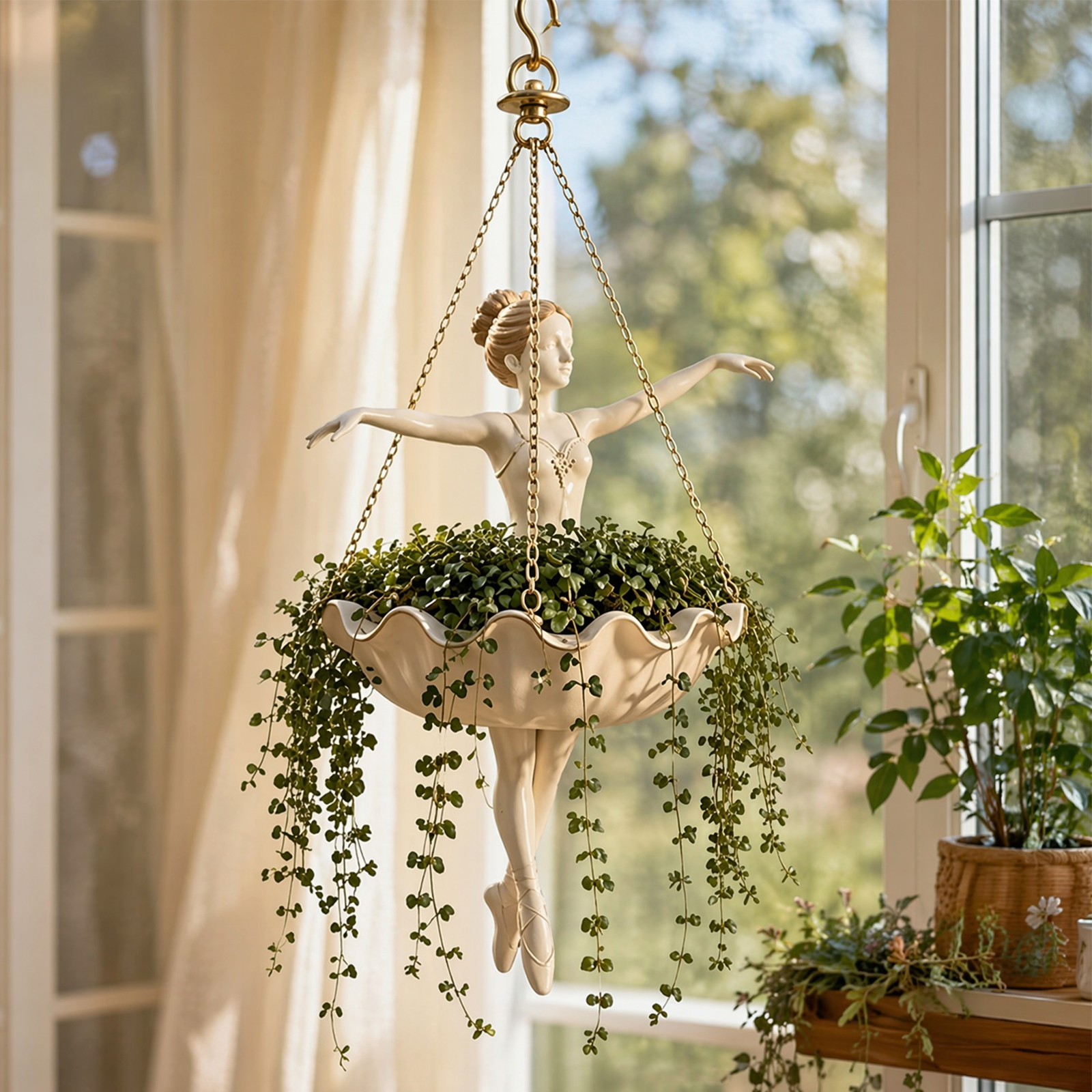 Ballet Dancer Resin Flower Hol - Spider Plant Hanging ulasan dan harga