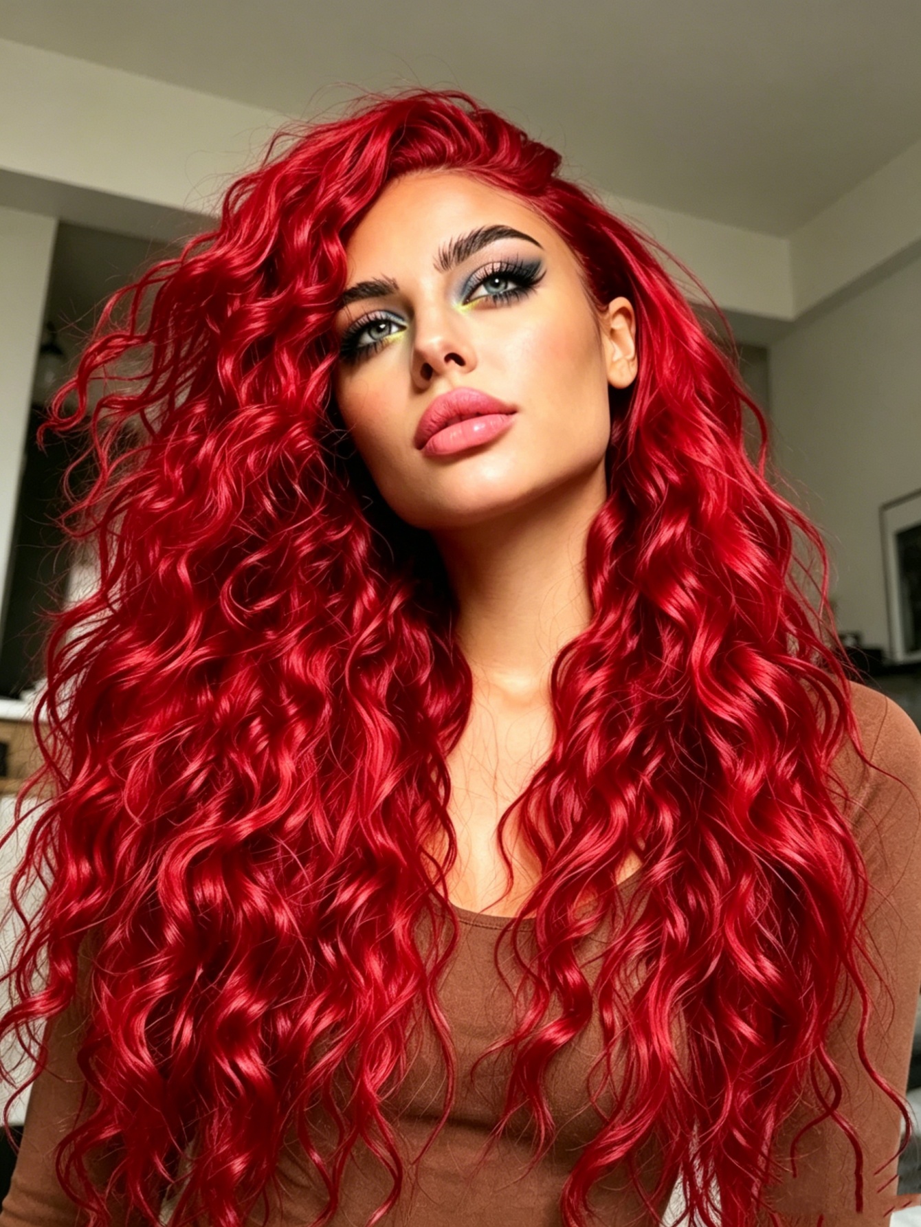 Red Deep Wave Lace Front Wigs  - Aglaonema Red ulasan dan harga