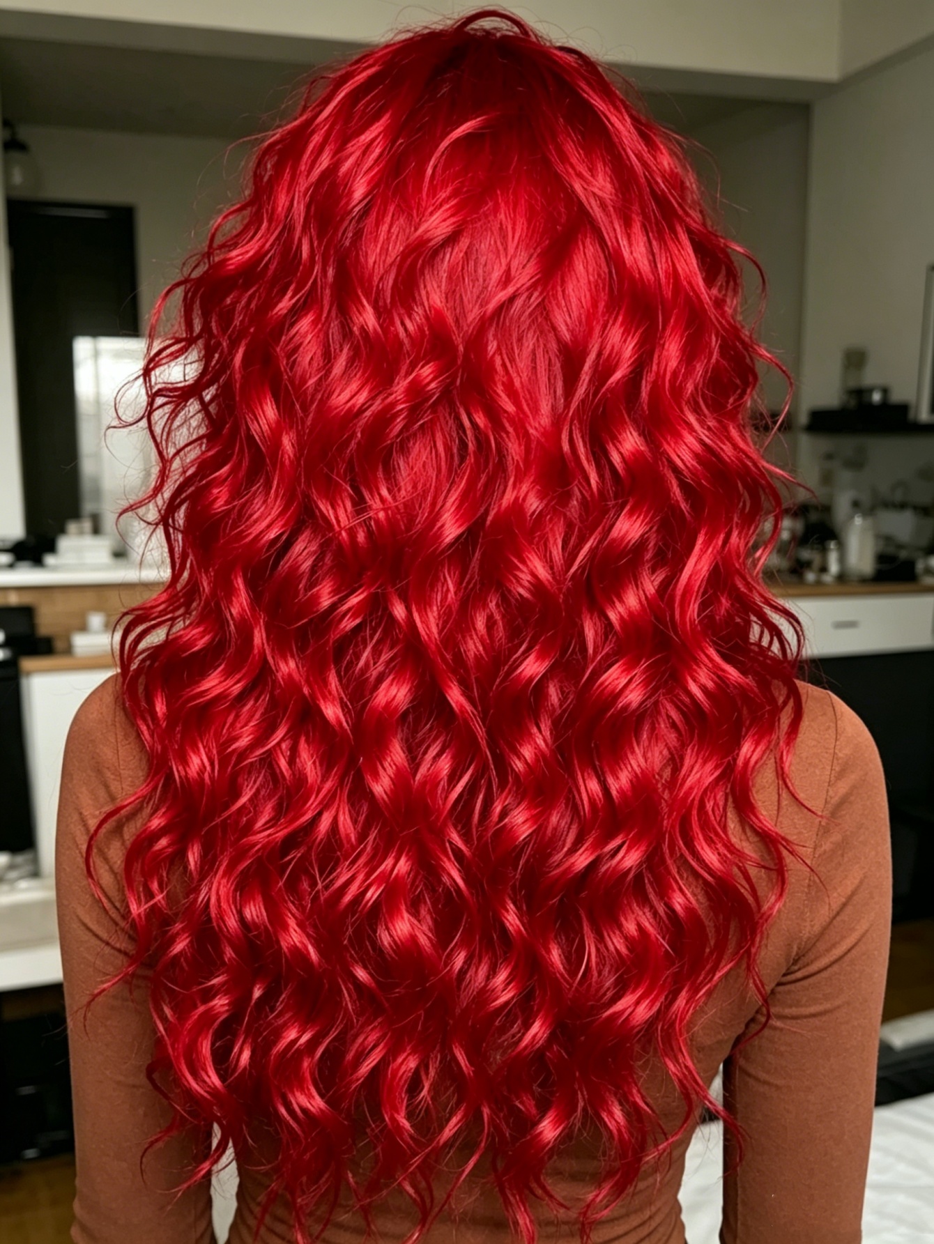 Red Deep Wave Lace Front Wigs  - Aglaonema Red ulasan dan harga