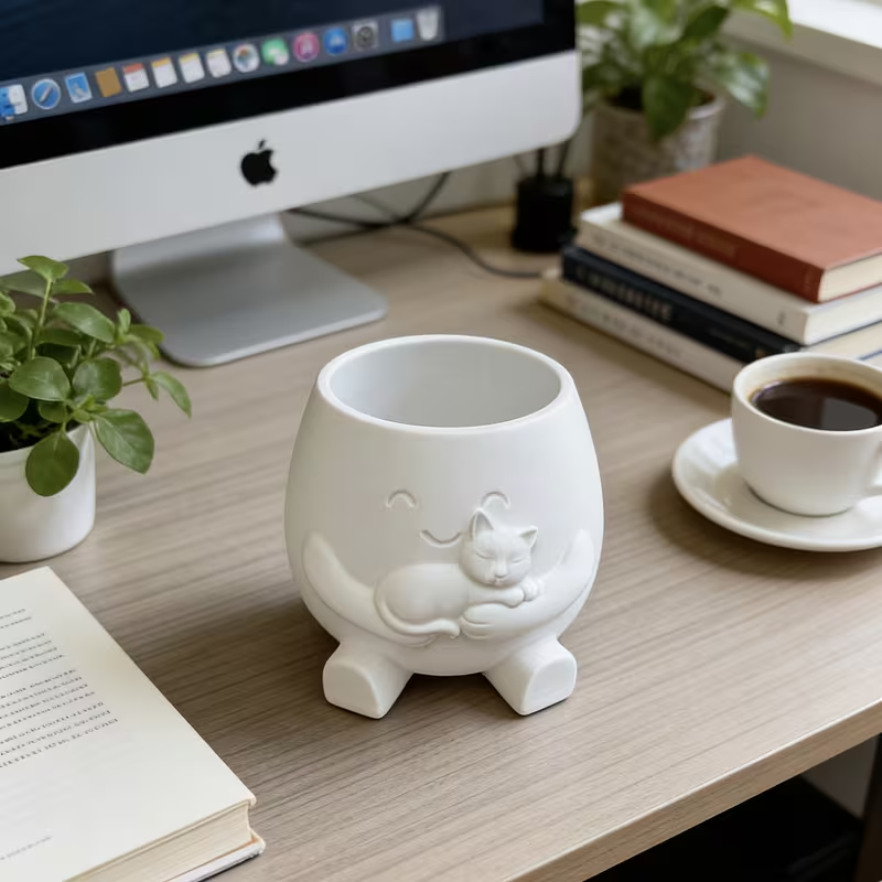 3D Printed Cat Flowerpot Decor - Echeveria Succulent ulasan dan harga