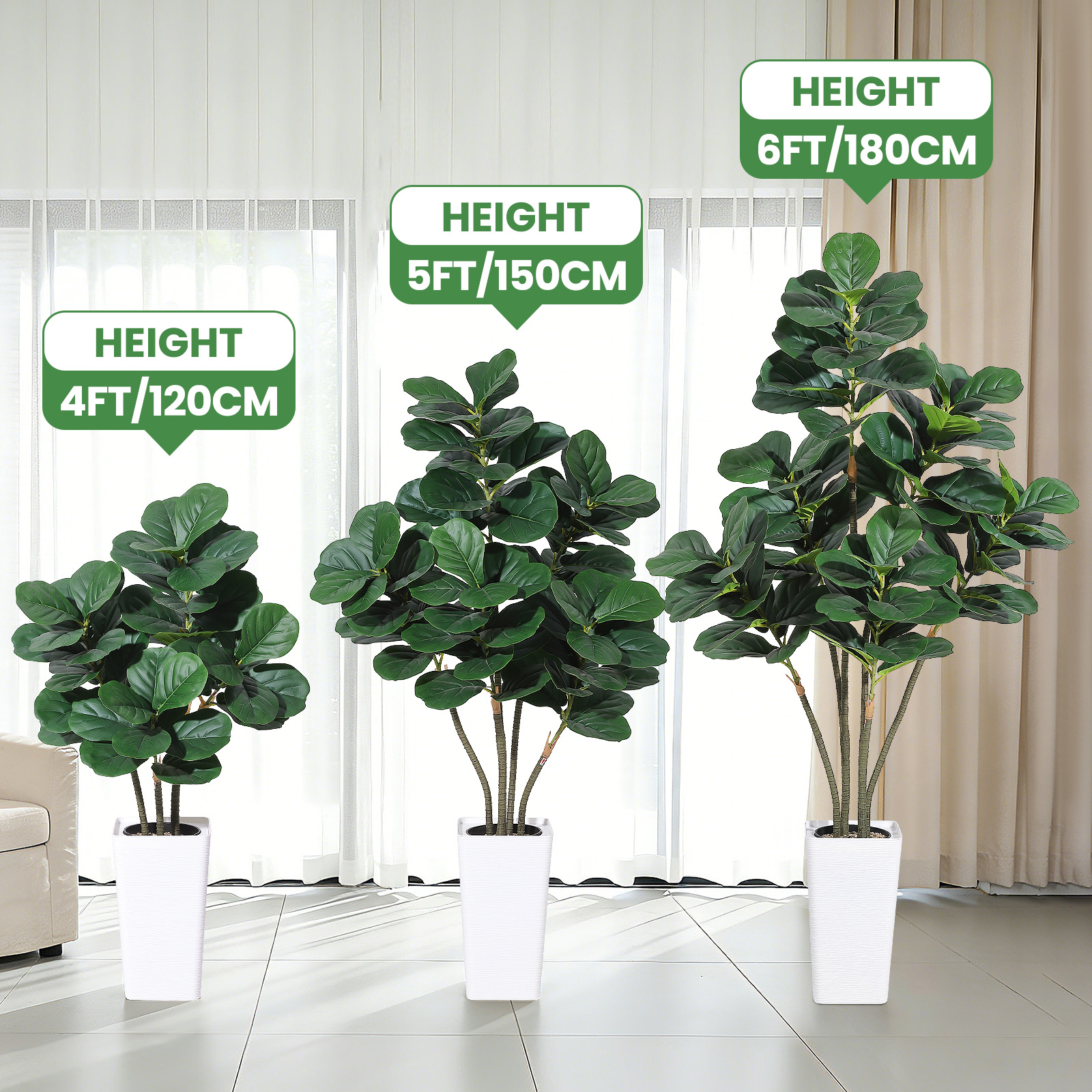 Artificial Fiddle Leaf Tree,Fa - Ficus Lyrata Tree ulasan dan harga