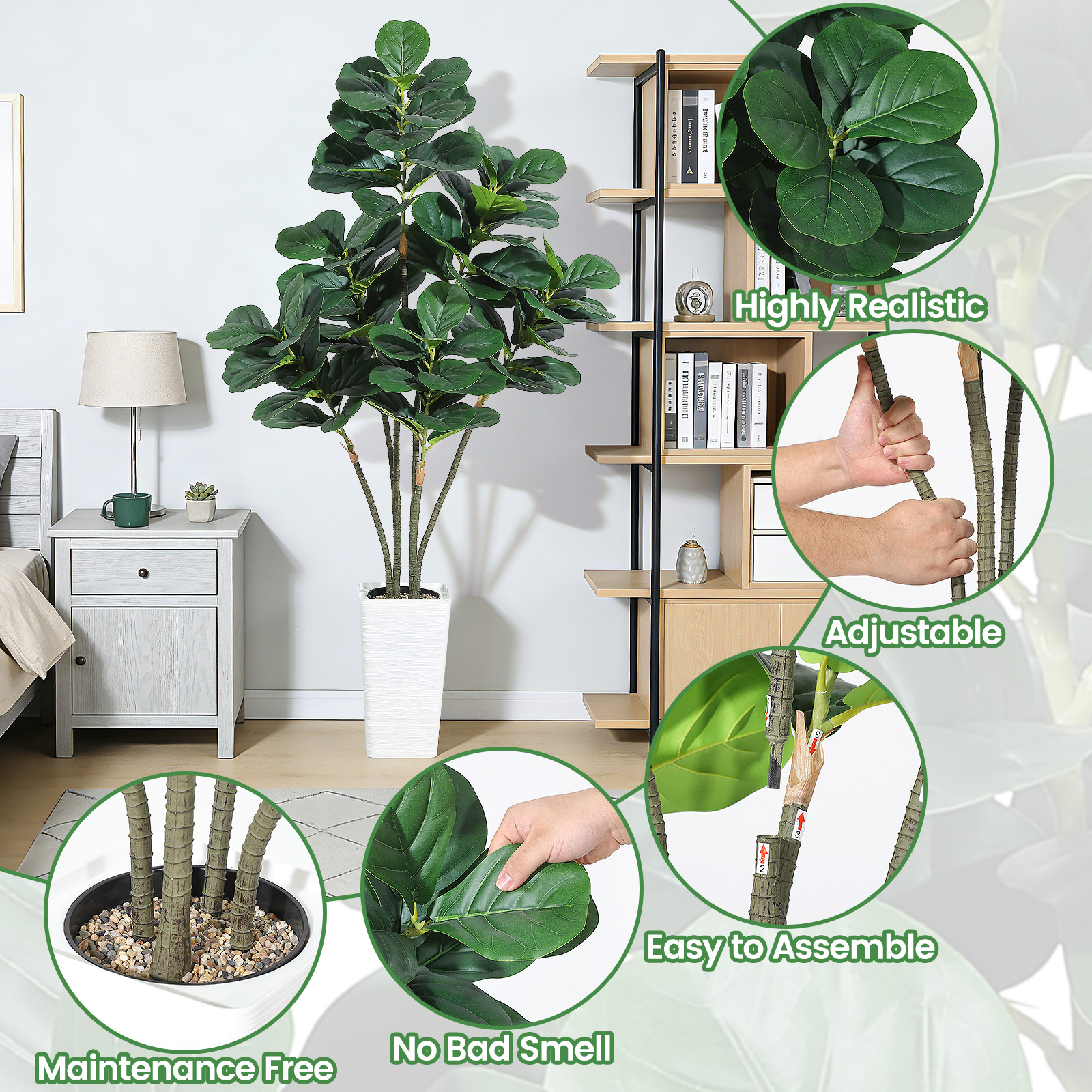 Artificial Fiddle Leaf Tree,Fa - Ficus Lyrata Tree ulasan dan harga