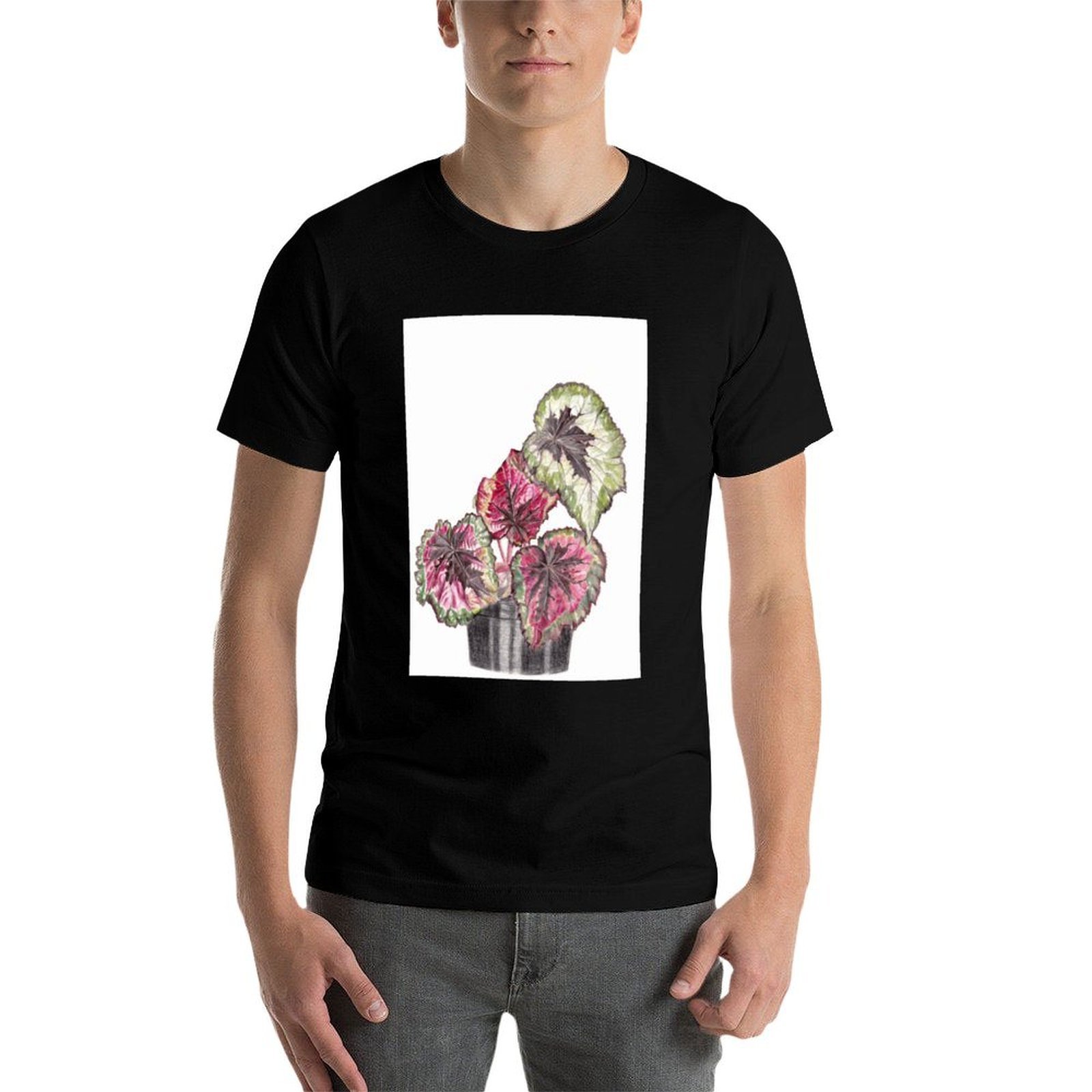 Begonia Rex T-Shirt Simple Gra - Begonia Rex ulasan dan harga